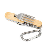 BE 05 Outdoor Bestek Set – 6-delig camping bestek met karabiner