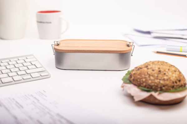 LB BU 05  Blik lunchbox met beukenhouten deksel 700 ml – natuurlijk en stijlvol