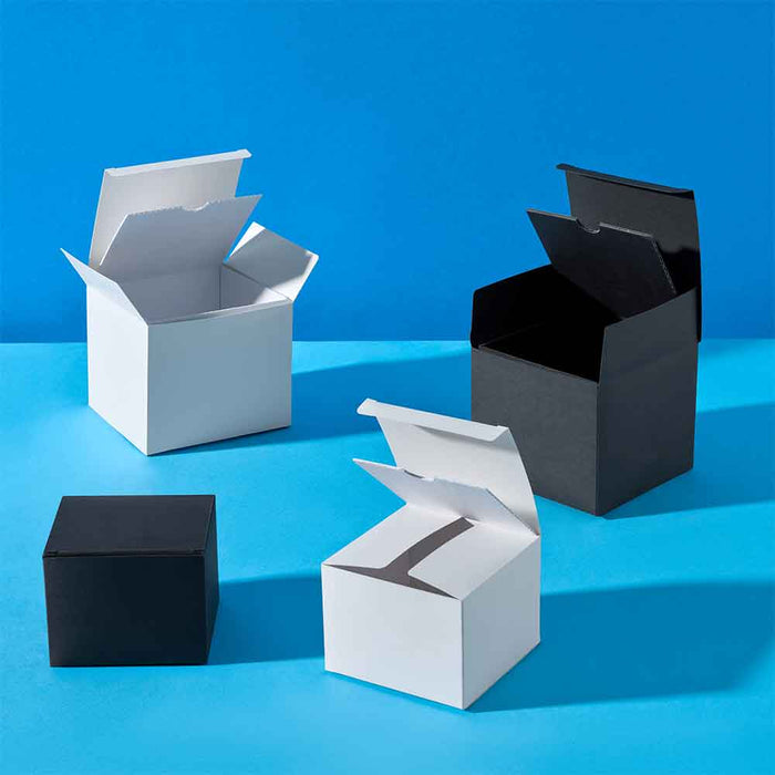 Vouwbare geschenkdoos met deksel, zwart of wit, 70 of 86 mm