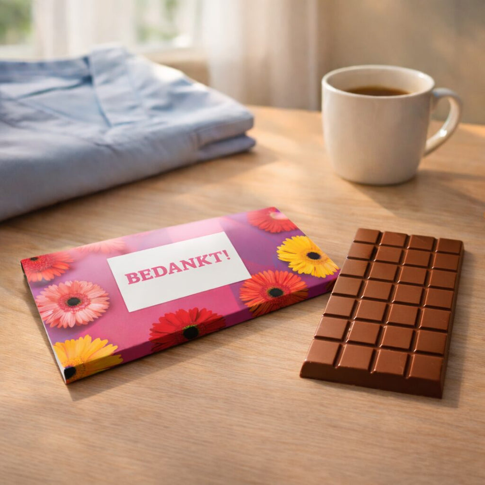 Chocoladereep met eigen wikkel, uitvoering Dag van de Zorg