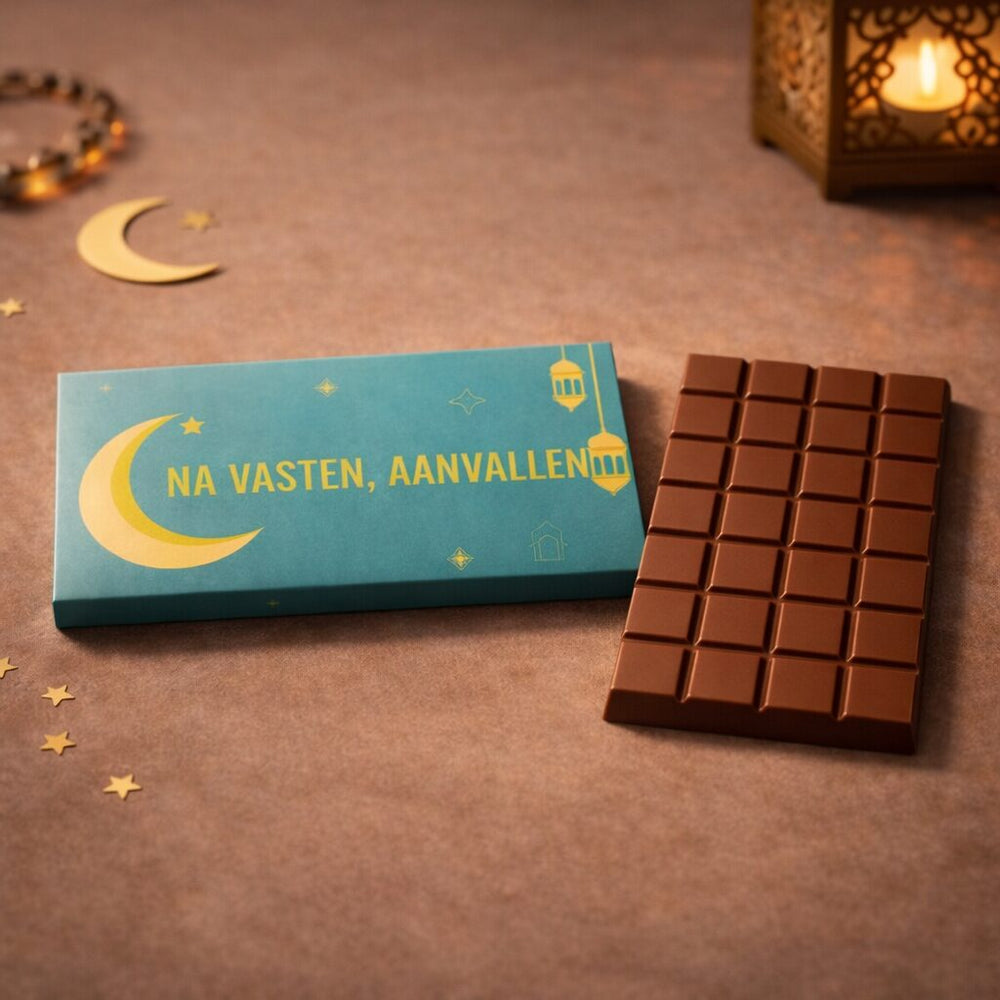 Chocoladereep met eigen wikkel, uitvoering na vasten, aanvallen