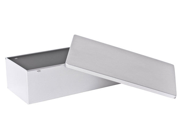 DSE 082 Mat zilveren geschenkblik – Luxe metalen verpakking voor gifts en promotie