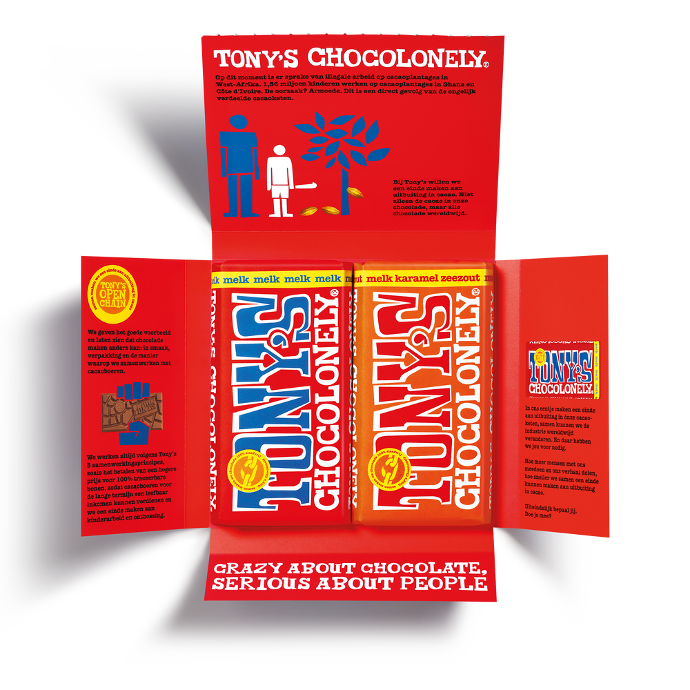 Tony's Chocolonely Duo doosje Kado, geopende verpakking
