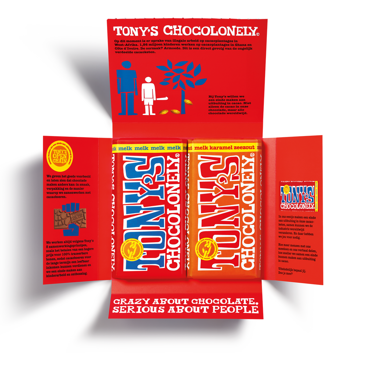 Tony's Chocolonely Duo doosje Liefde, geopende verpakking