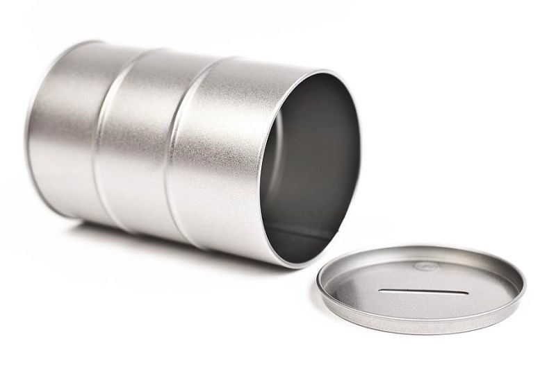 DSR 032 Oil barrel spaarpot Ø72x111 mm – opvallend en functioneel promotieartikel