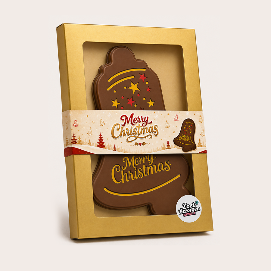 Chocolade kerstbel "Merry Christmas" (melkchocolade, 160 gram)