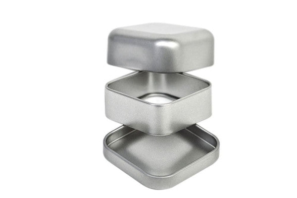 DSQ 030 Kleine vierkante blikdoos met klemdeksel – tinplate verpakking 75 ml