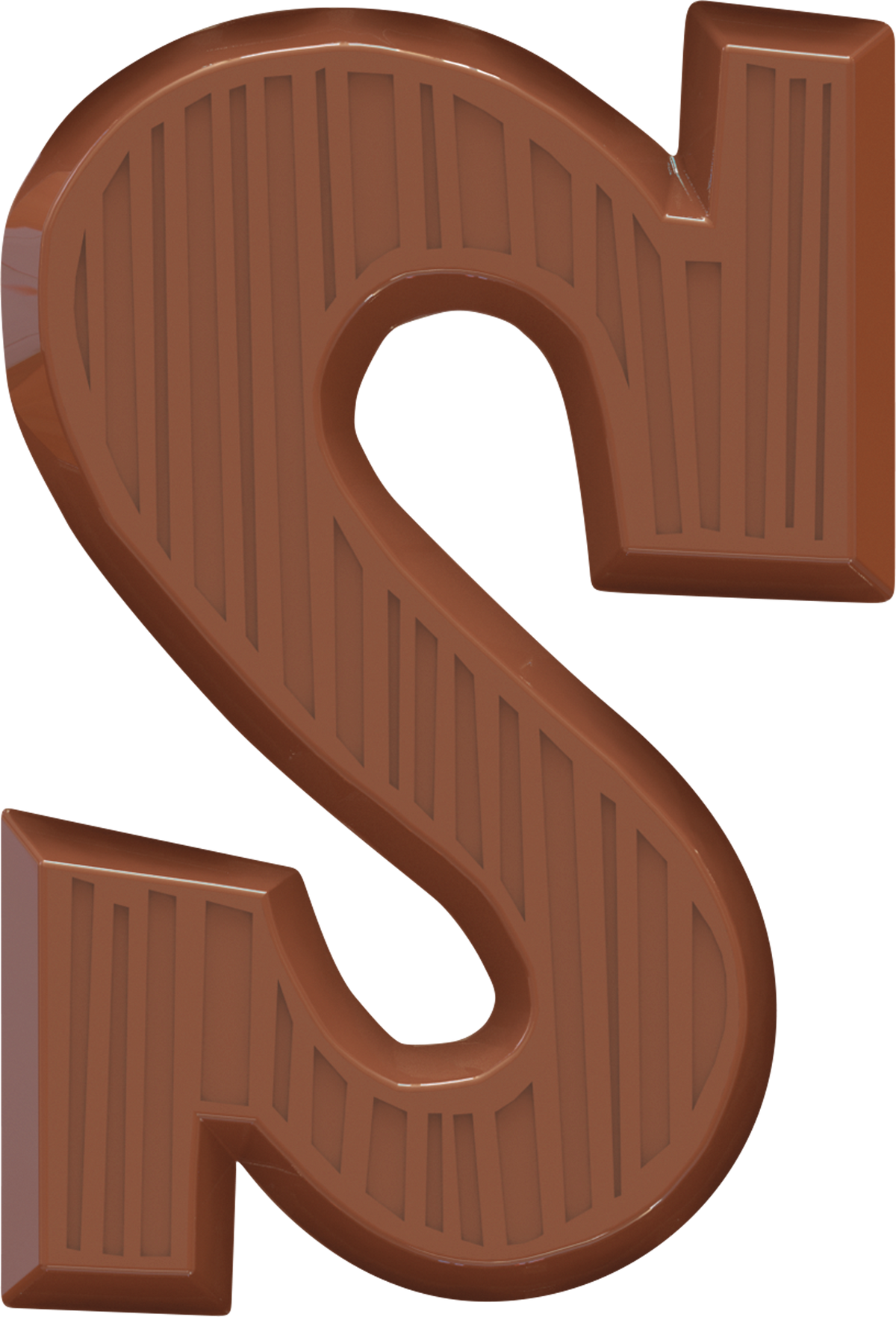 De letter S, uit de letterreep S melk van Tony's Chocolonely gebroken