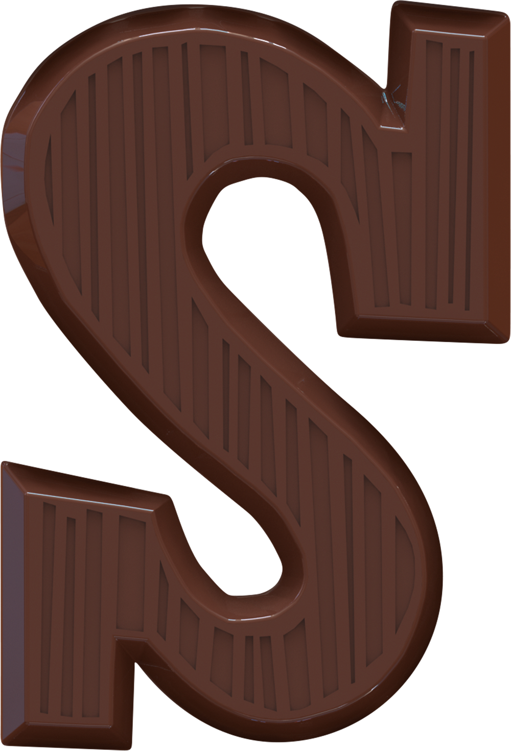 De letter S, uit de letterreep S puur van Tony's Chocolonely gebroken
