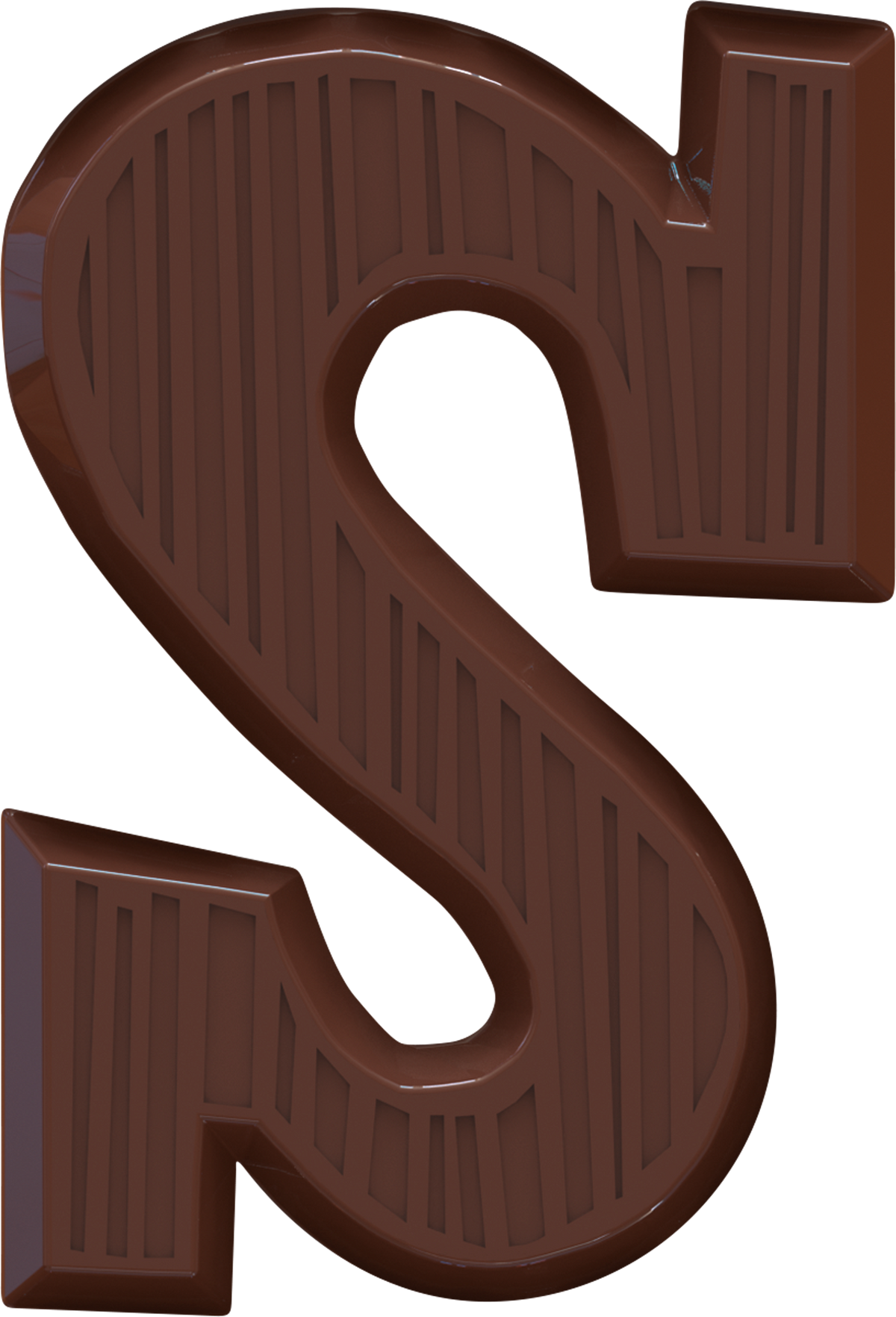 De letter S, uit de letterreep S puur van Tony's Chocolonely gebroken