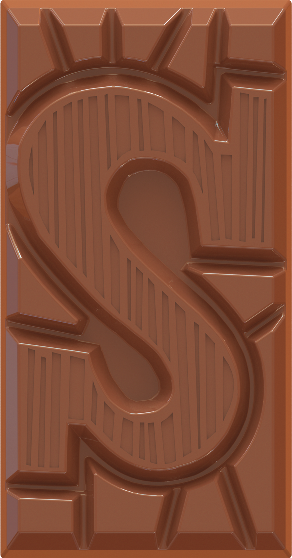 Uitgepakte letterreep S melk van Tony's Chocolonely