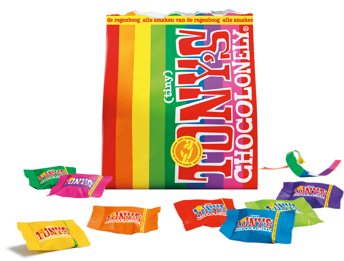 Tiny Tony's regenboogzak (135 gram), doos van 6 zakken