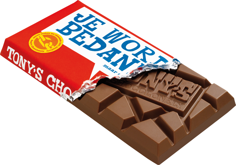 Tony's Chocolonely cadeaureep Je wordt bedankt, geopende verpakking