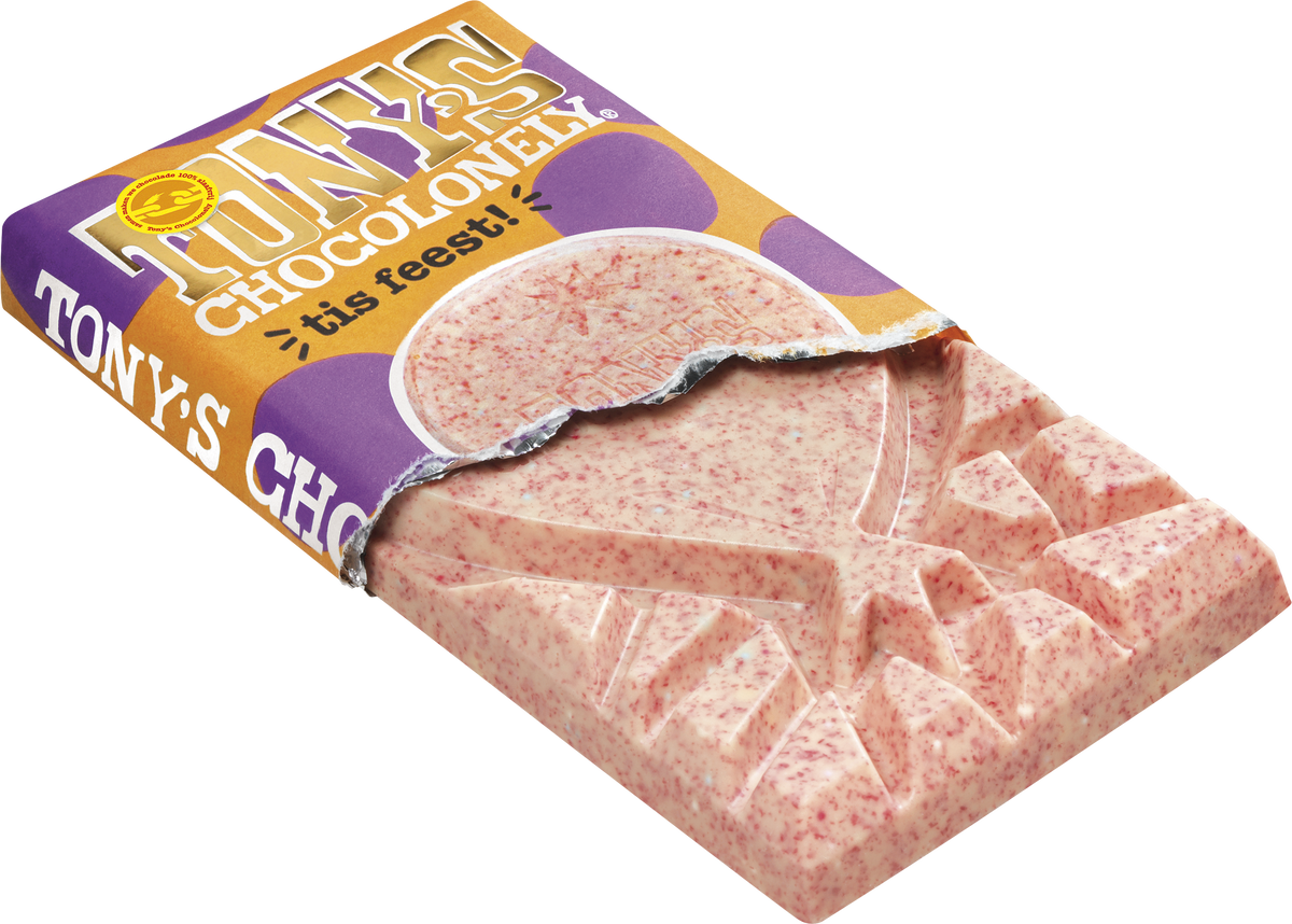 Tony's Chocolonely cadeaureep Tis feest, geopende verpakking