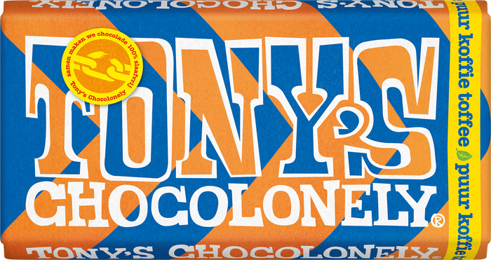 Tony's Chocolonely reep puur koffie toffee (180 gram), doos van 15 repen