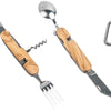 BE 01  Outdoor bestek set RVS met houten handgreep – compact en multifunctioneel