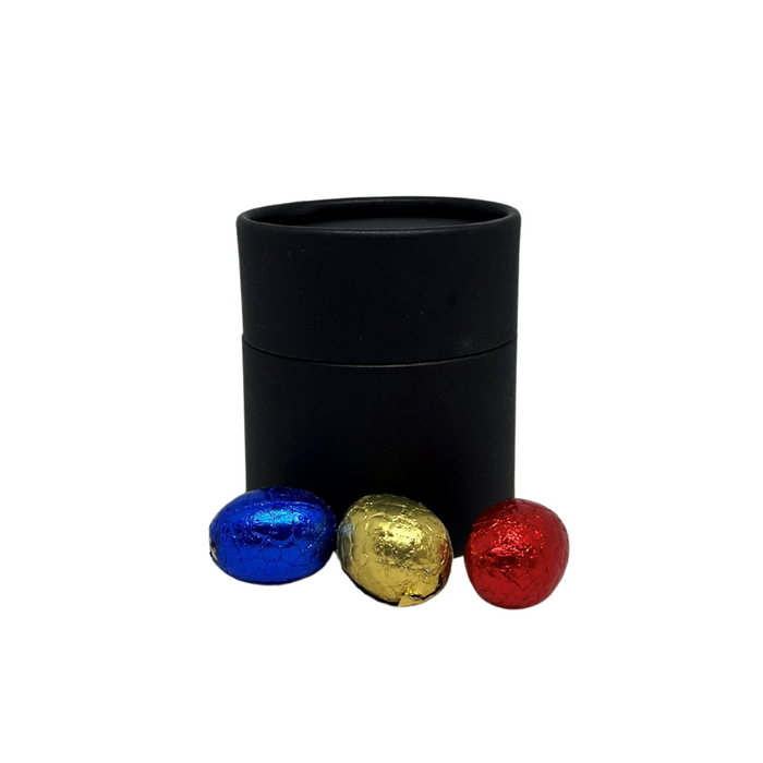 Luxe mat zwarte koker met Paaseitjes en domingsticker (klein)