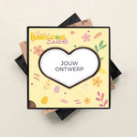 Chocolade hart in geschenkdoos, uitvoering Bunnylicious Easter, eigen ontwerp