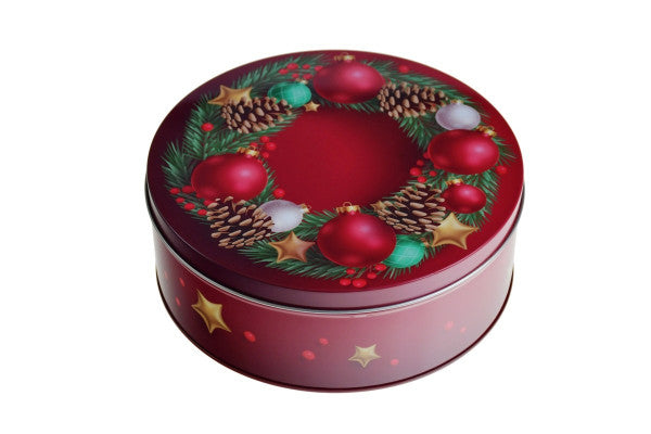 WD 036 Rond kerst koekblik – luxe metalen blik voor kerstgeschenken