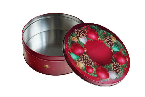 WD 036 Rond kerst koekblik – luxe metalen blik voor kerstgeschenken