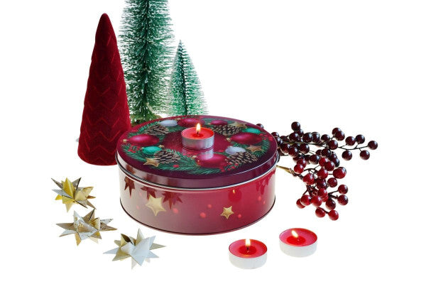 WD 036 Rond kerst koekblik – luxe metalen blik voor kerstgeschenken