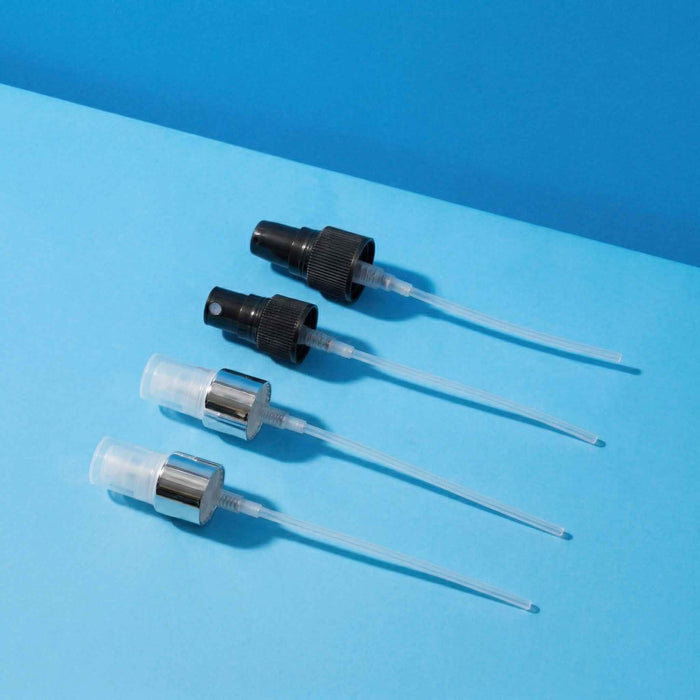 Spraydop of pompdop 24 mm voor aluminium flessen, zilver of zwart