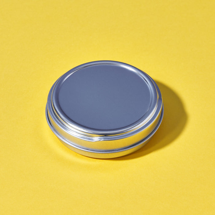 Rond plat blik met druksluiting in zilver, 50 ml