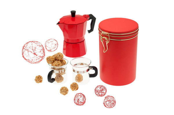 DSA 027 Rood koffieblik met klemdeksel – stijlvol en luchtdicht opbergen