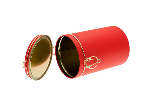 DSA 027 Rood koffieblik Ø105x150 mm – opvallend en luchtdicht