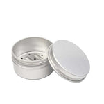 DSS 050 Rond aluminium zeepblik – zeepdoosje met lekbak en schroefdeksel