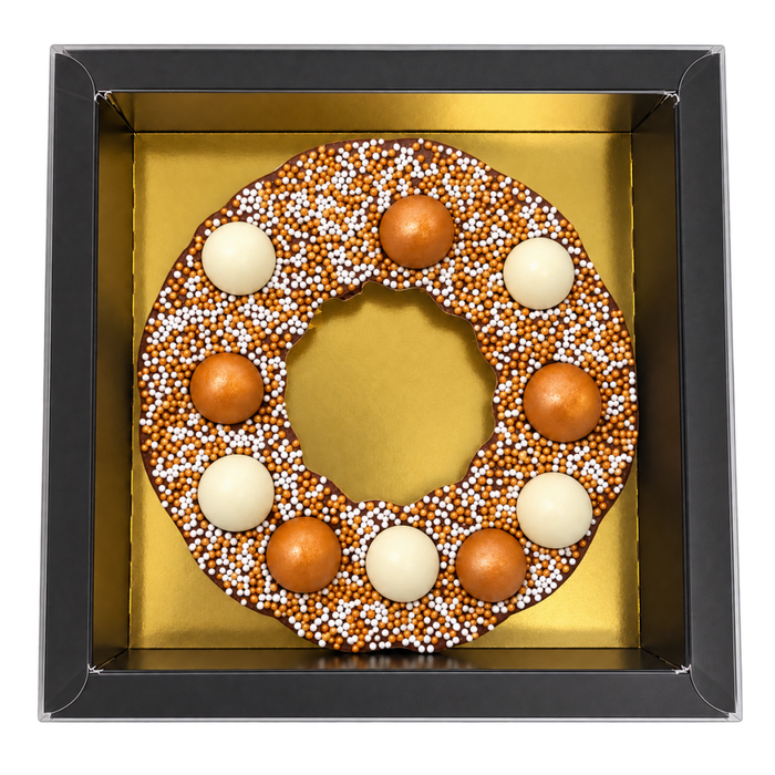Gouden chocolade kerstkrans of kerstster (150 gram)