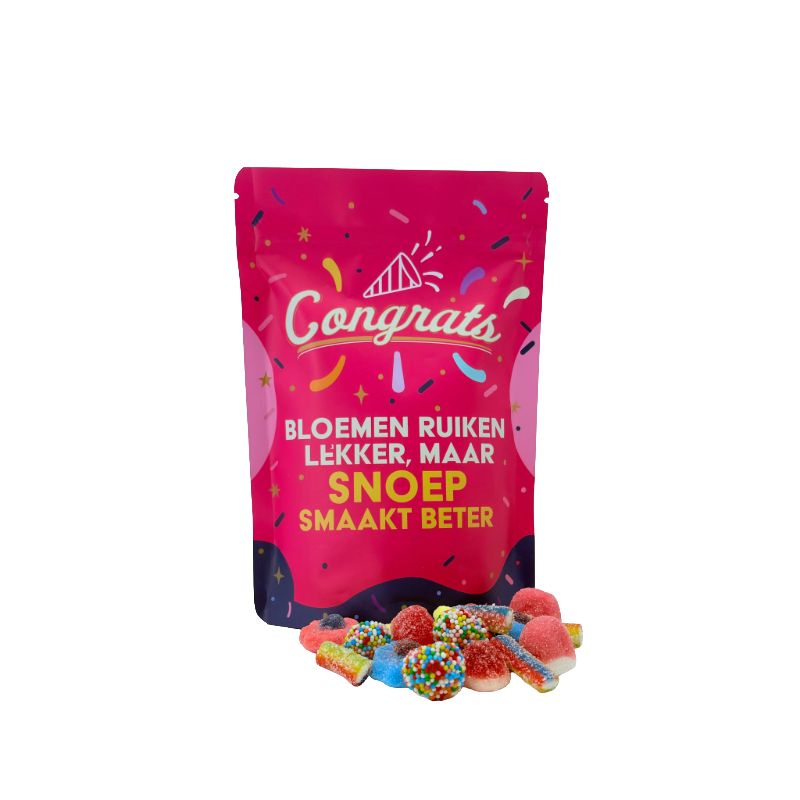 Stazak met snoep, uitvoering gefeliciteerd, gemengd snoep 250 gram