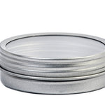 DSR 015 Rond Blik met Schroefdeksel – Metalen Doosje met Venster