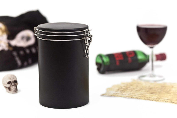 DSA 026  Zwart koffieblik Ø105x150 mm – stijlvol en luchtdicht