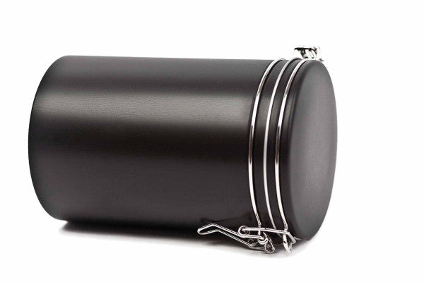 DSA 026  Zwart koffieblik Ø105x150 mm – stijlvol en luchtdicht