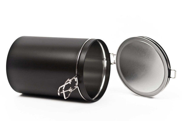 DSA 026  Zwart koffieblik Ø105x150 mm – stijlvol en luchtdicht