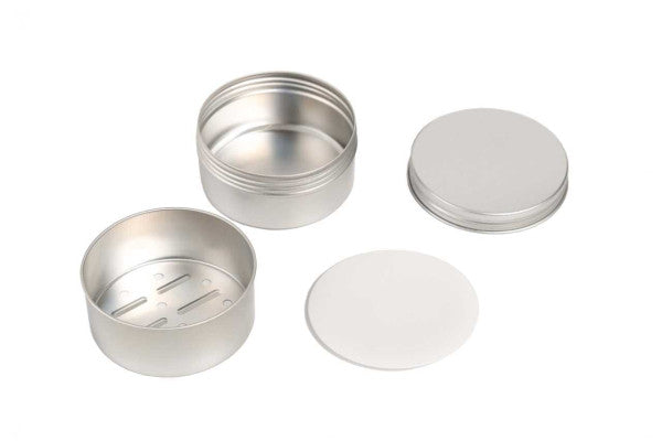 DSS 060 Rond Aluminium Zeepblik – Zeepdoos met Schroefdeksel en Lekrooster