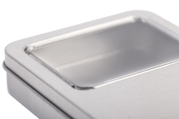DSE 115.85 USB-stick verpakking met venster – Metalen doosje voor kleine producten