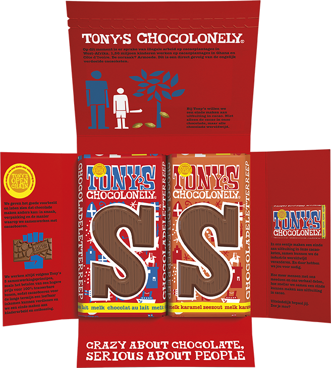 Tony's Chocolonely Sint cadeauset, geopende verpakking