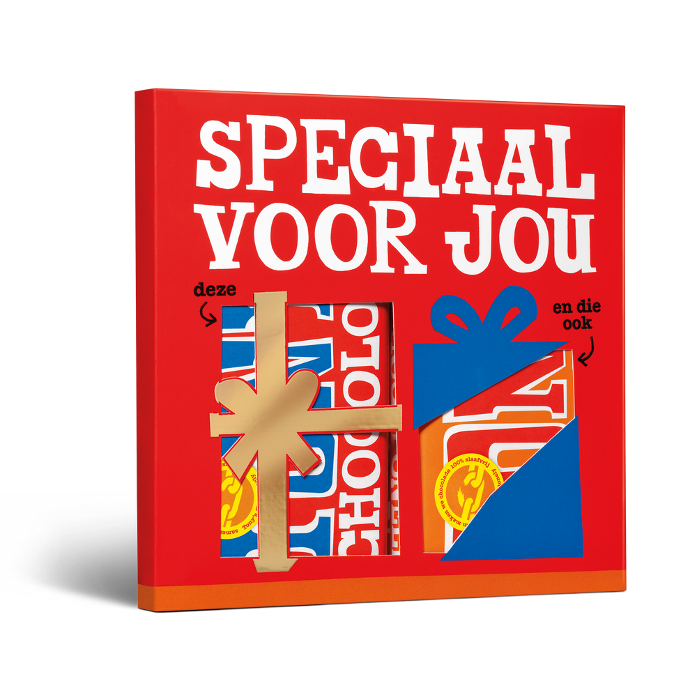 Tony's Chocolonely Duo doosje Kado, voorkant van de verpakking