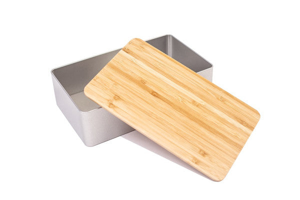 DSE 031 Koekjesdoos met Bamboe Deksel – Duurzame Metalen Bewaardoos