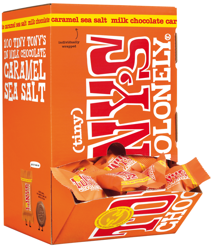 Tiny Tony's melk karamel zeezout, 8 dozen van 900 gram