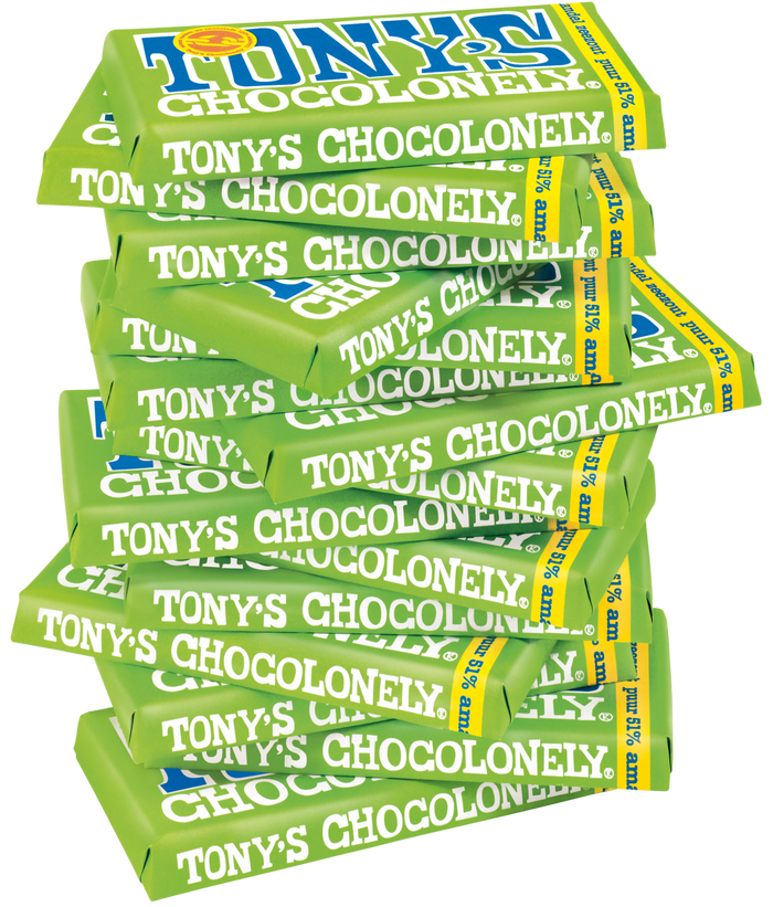 Tony's Chocolonely reep puur amandel zeezout (180 gram), doos van 15 repen