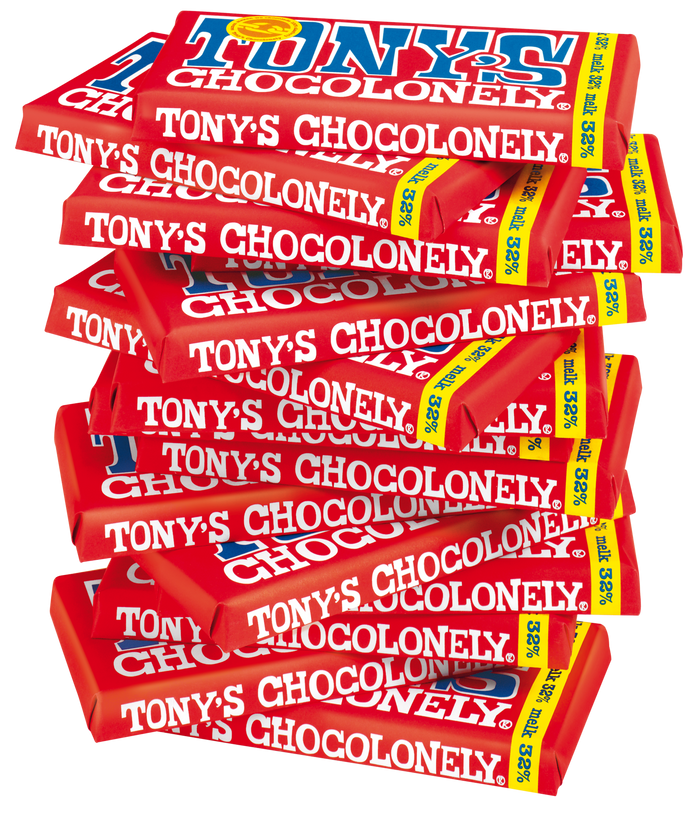 Tony's Chocolonely reep melk (180 gram), doos van 15 repen