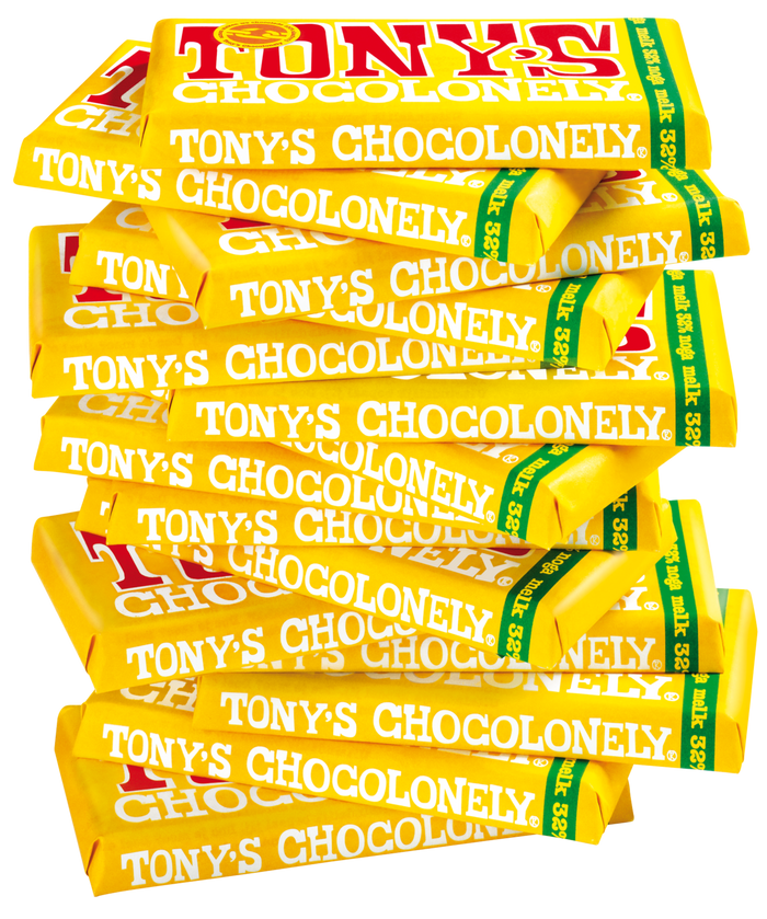 Tony's Chocolonely reep melk noga (180 gram), doos van 15 repen