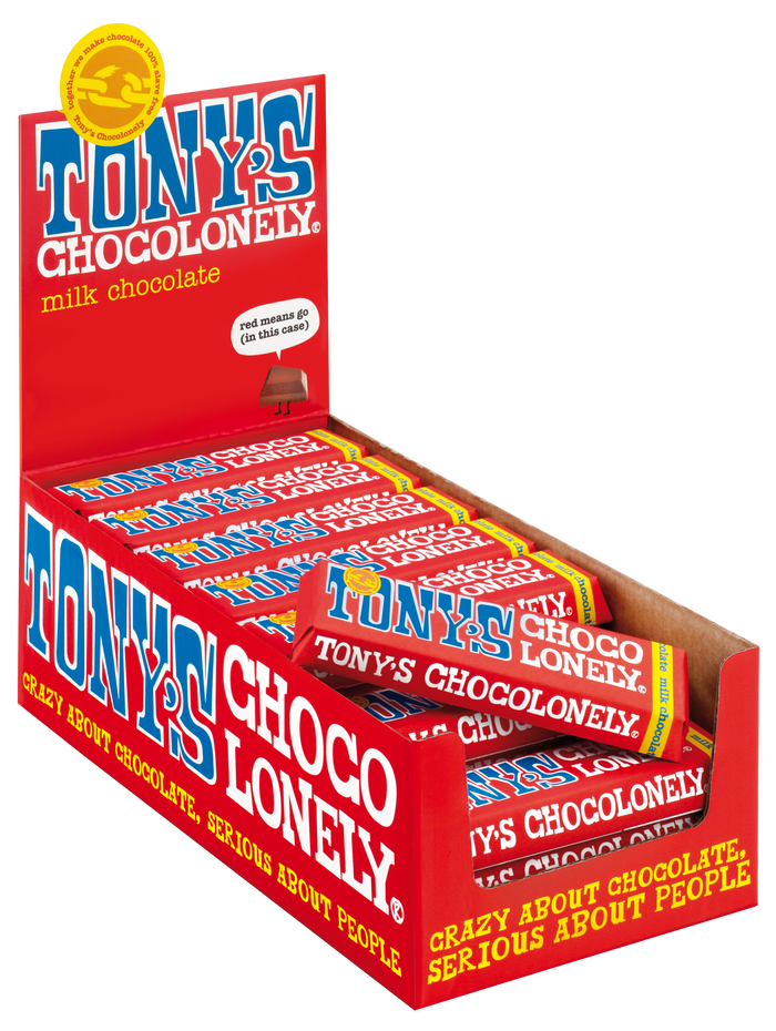 Tony's Chocolonely reepje melk (50 gram), doos van 35