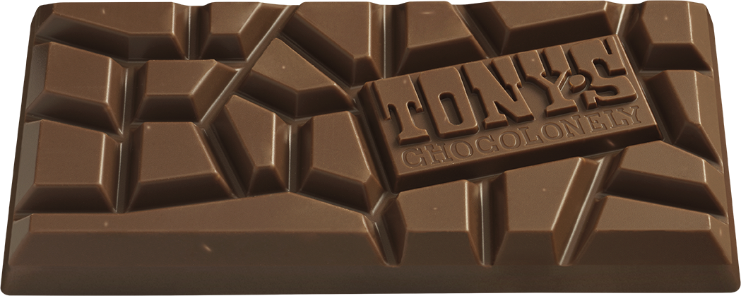 Tony's Chocolonely reep melk, schuin van voren