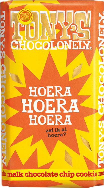 Tony's Chocolonely cadeaureep Gefeliciteerd, voorkant van de verpakking