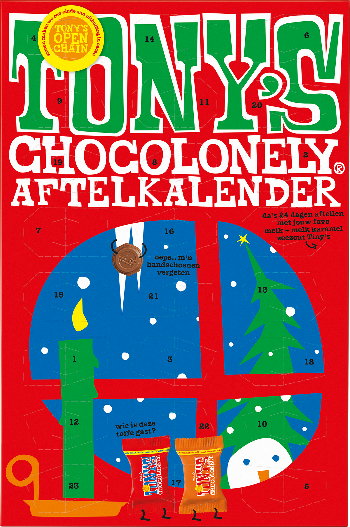 Tiny Tony's aftelkalender klein, voorkant van de verpakking