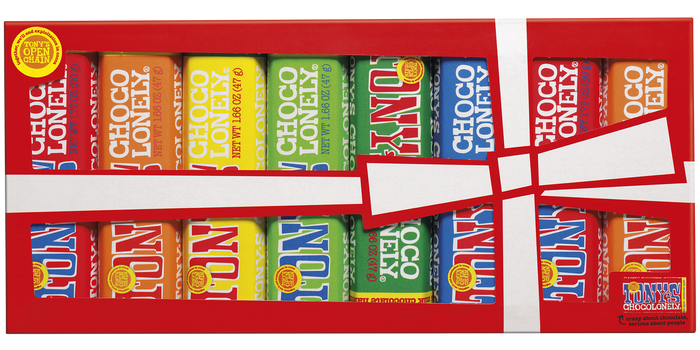 Tony's Chocolonely proeverijtje (8 reepjes), doos van 18